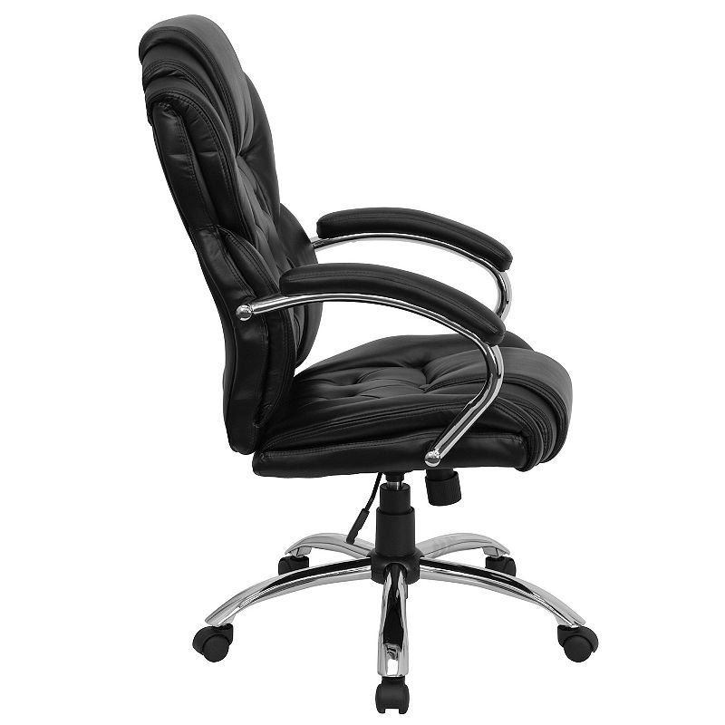 Emma and Oliver High Back Transitional Style Leather Executive Swivel Office Chair with Arms