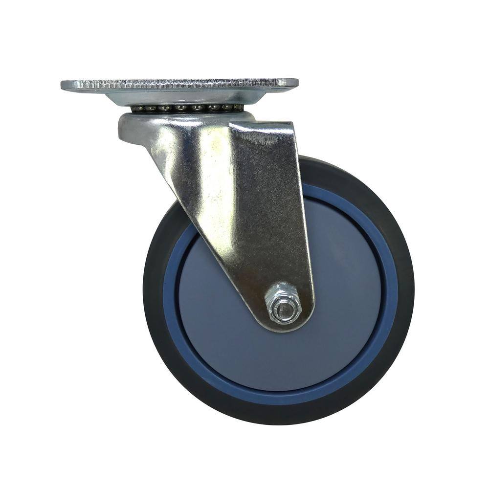 Everbilt 5 in. Gray Rubber Like TPR and Steel Swivel Plate Caster with 350 lb. Load Rating 4032545EB