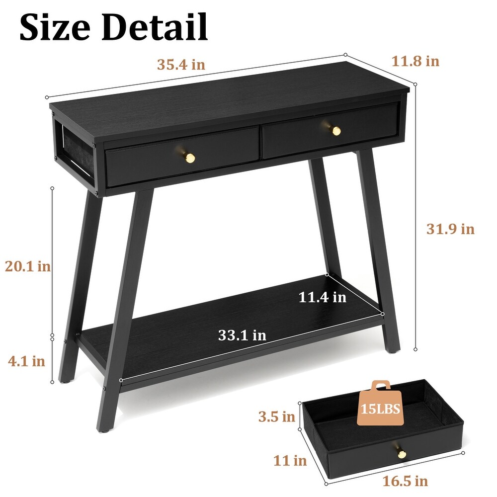 Pellebant Console Table Sofa Entryway Table with Drawers   35.4 in L * 11.8 in W * 31.9 in H