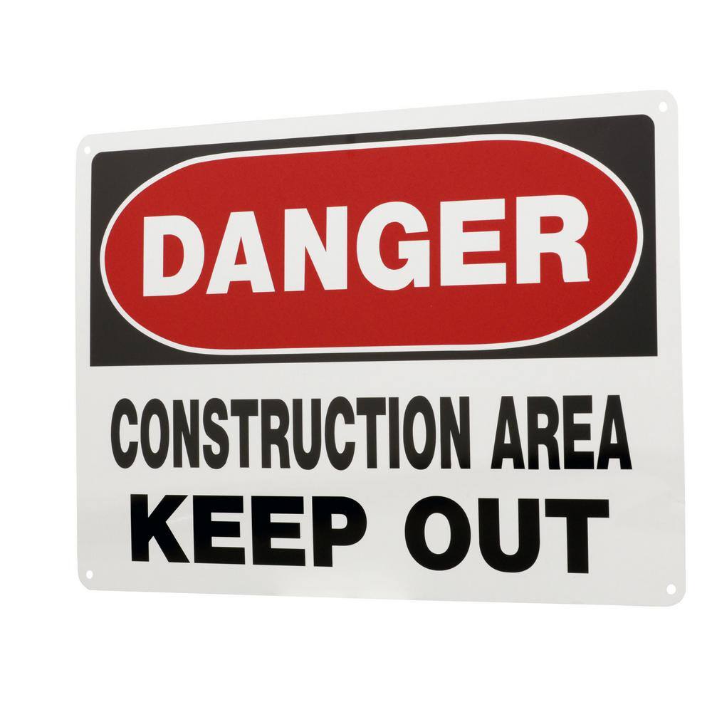 Everbilt 10 in. x 14 in. Aluminum Danger Construction Area Keep Out Sign 31014