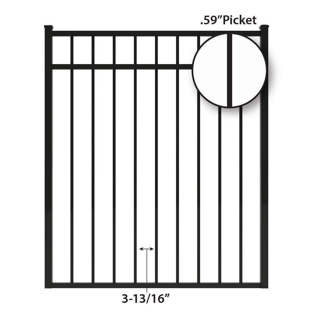 FORGERIGHT Vinings 4 ft. W x 4.5 ft. H Black Aluminum Pre-Assembled Fence Gate 861890