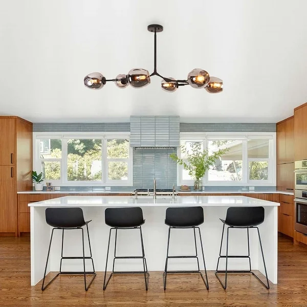 Cusp Barn Modern Sputnik Chandelier 6-Light Ceiling Lights Fixture Black Pendant Light for Foyer Hallway
