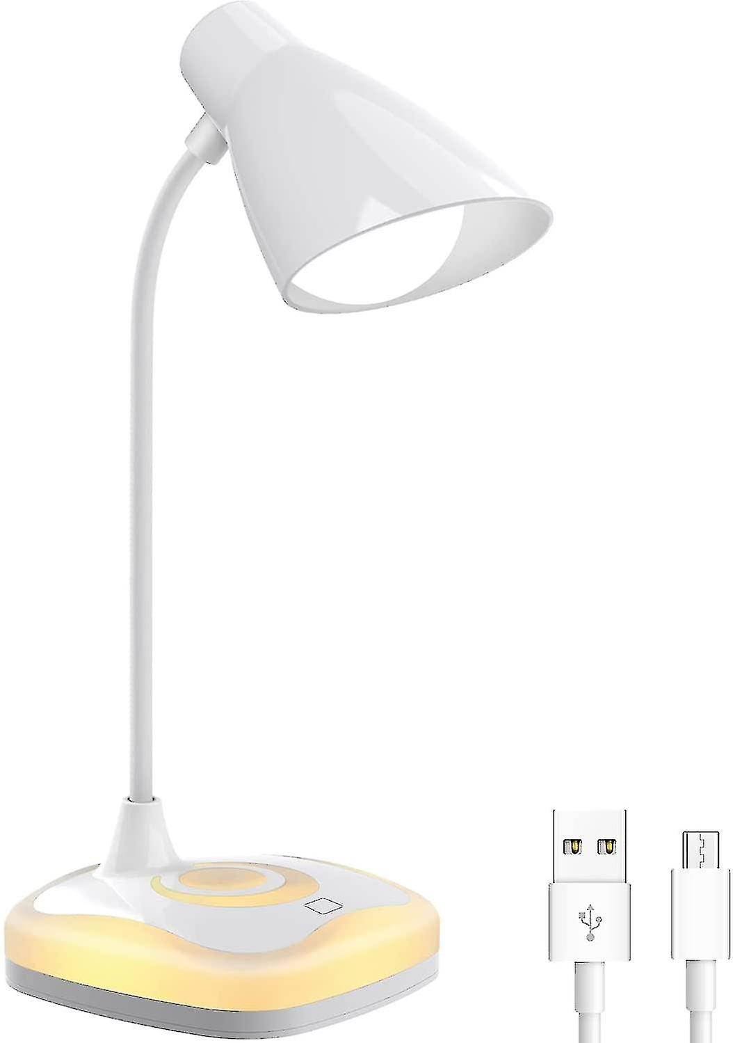 Led Desk Lamp， Usb Rechargeable Table Lamp With 3 Levels Brightness， Touch Sensor Control， Mood Light On Base， Energy-saving Portable Reading Light Fo