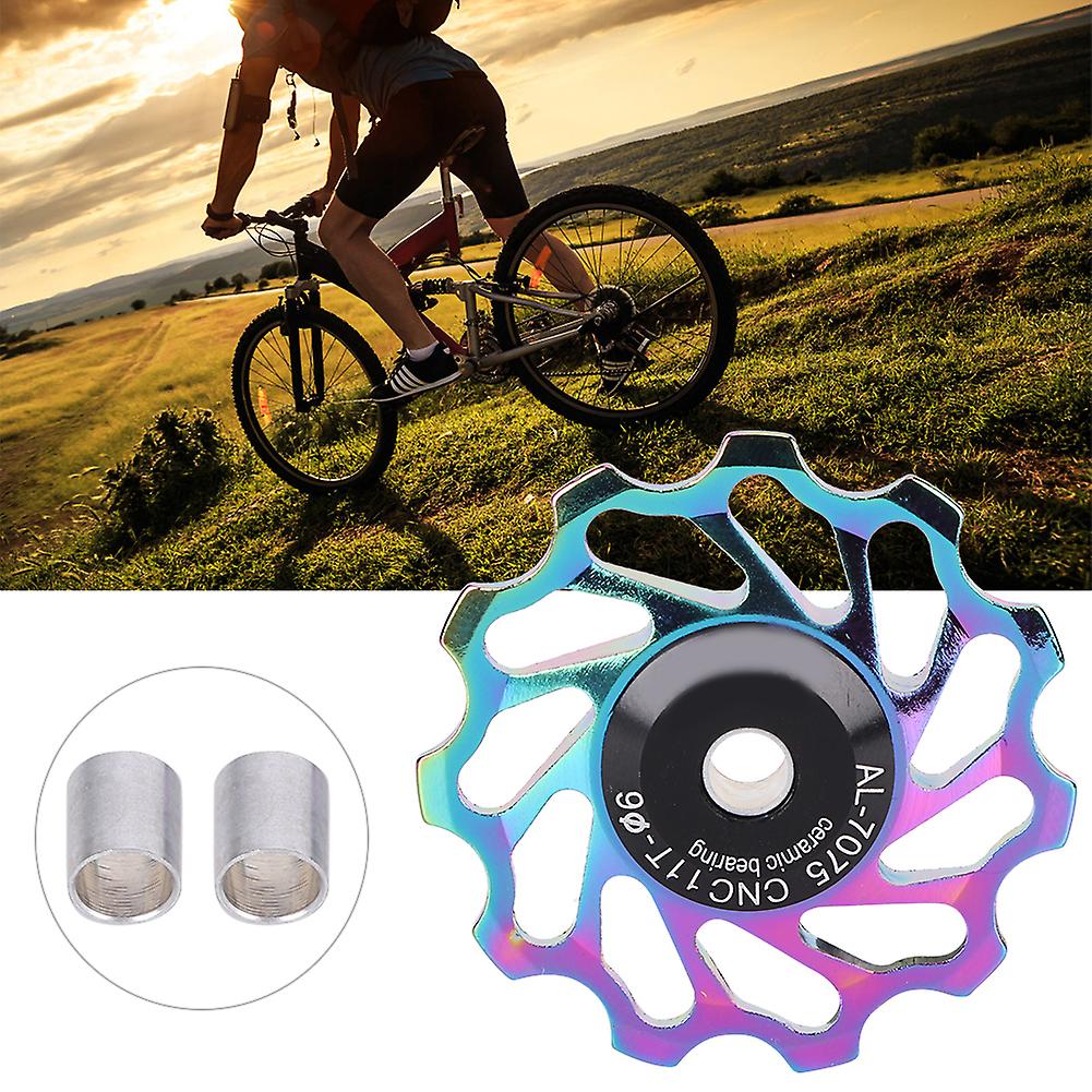 Mountain Bicycle Ceramics Rear Derailleur Pulley Transmission Bearings Bike Cycling Accessorycolorful-11t