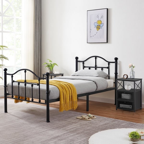 Taomika 3-pieces Modern Bedroom Set with Black Curved Bed Frame - - 35654760