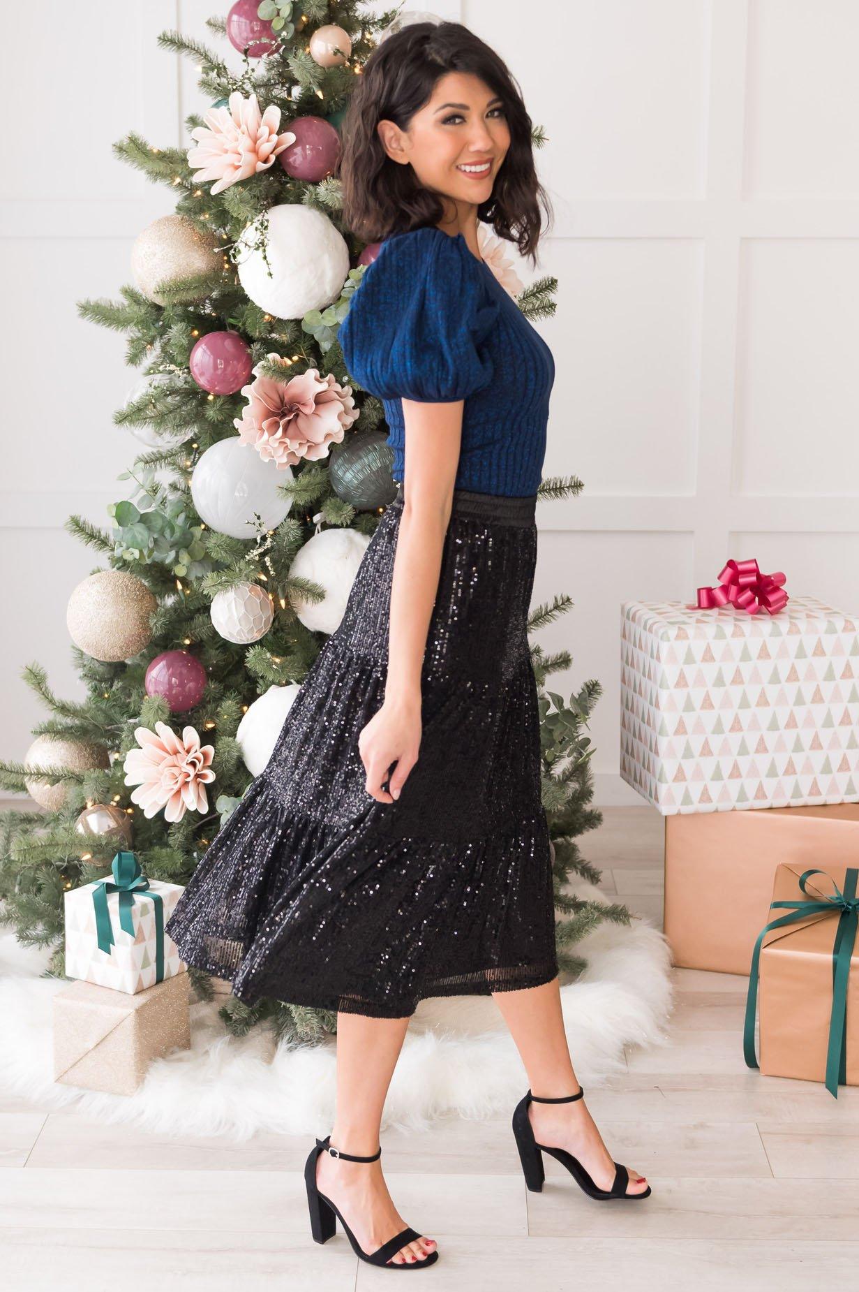 Dazzle Glam Sleigh Ride Sequin Skirt