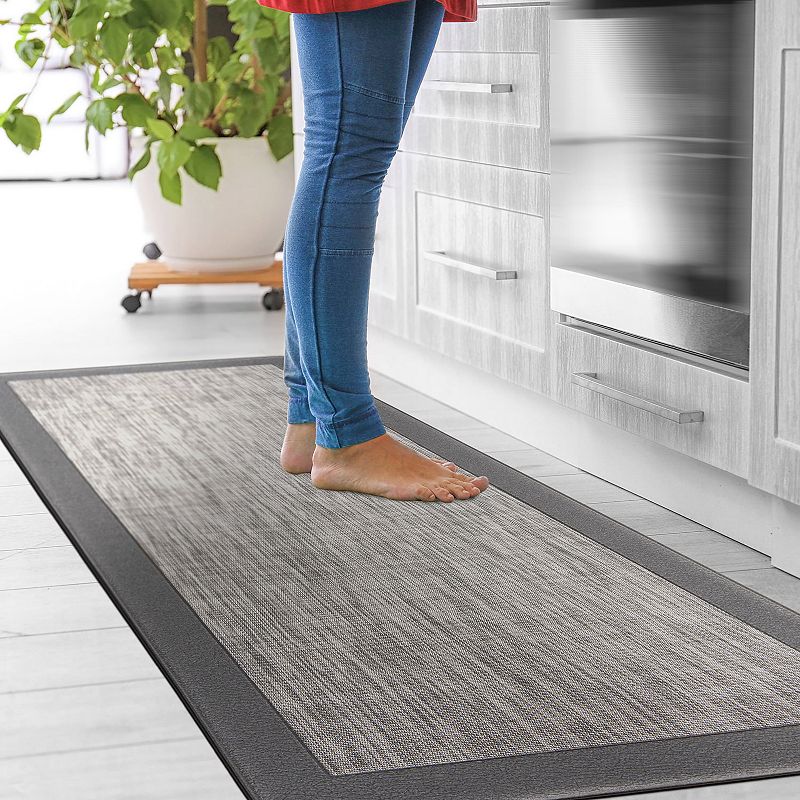 World Rug Gallery Textline Bordered Anti-Fatigue Mat