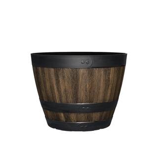 CHG CLASSIC HOME  GARDEN 11.33 in. Dia x 8.51 in. H Kentucky Walnut Plastic Wine Barrel HD1124-037R