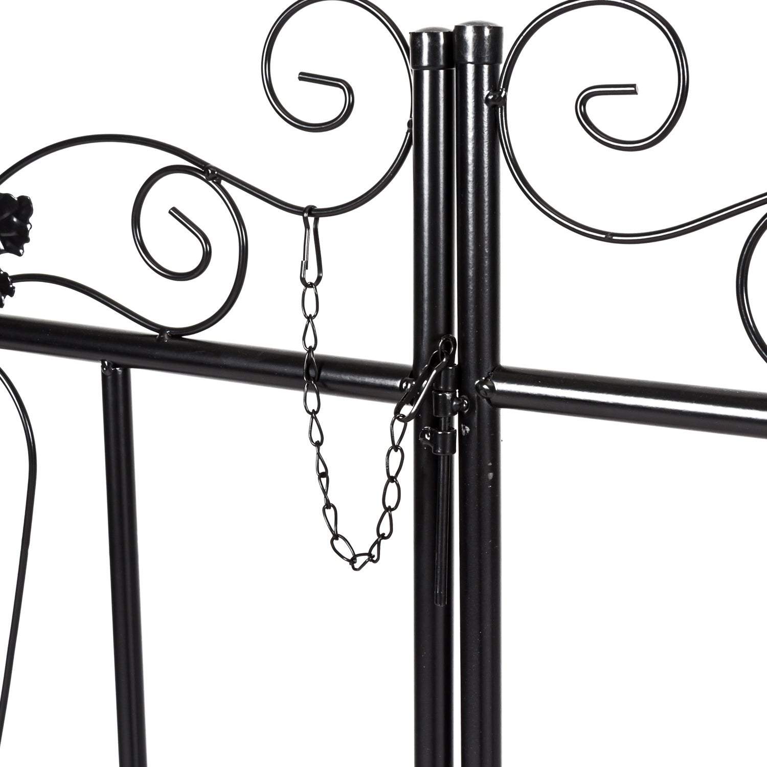 Kinbor Outdoor Garden Arbor, Steel Arch Arbor w/ Scrollwork, Wedding Metal Arch w/ Gate for Climbing Plants, 8 H x 3.6 W