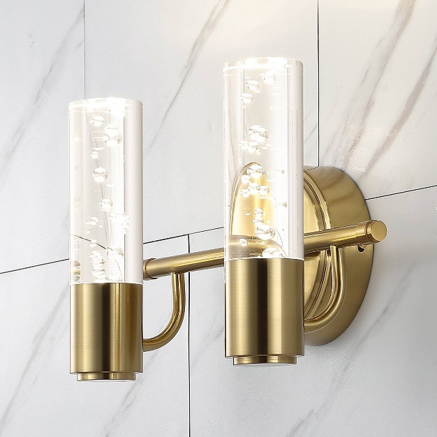 Led 2 light Bolha Minimalist Bubble Acrylic iron Wall Sconce Light Brass gold Jonathan Y