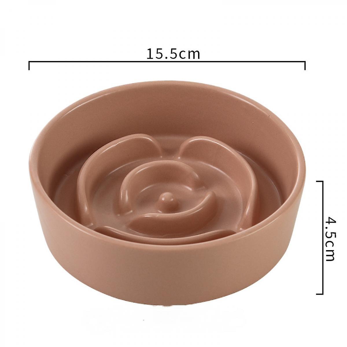 Pet Bowl Slow Food Bowl Ceramic Neck Guard Ceramic Eating Dog Food Bowl Pet Supplies 330ml (pink)