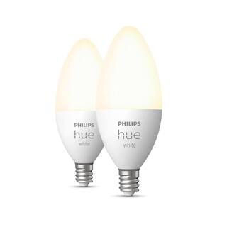 Philips Hue Soft White B11 LED 40W Equivalent Dimmable Smart Light Bulb with Bluetooth (2 Pack) 548289