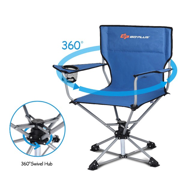 Costway Collapsible Portable Swivel Camping Chair 360degreesfree Rotation For Picnic Fishing