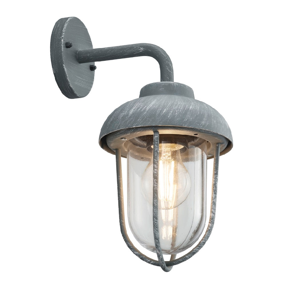 Britalia BR202760178 Concrete Grey Outdoor Vintage Swan Neck Down Lantern Wall Light IP44