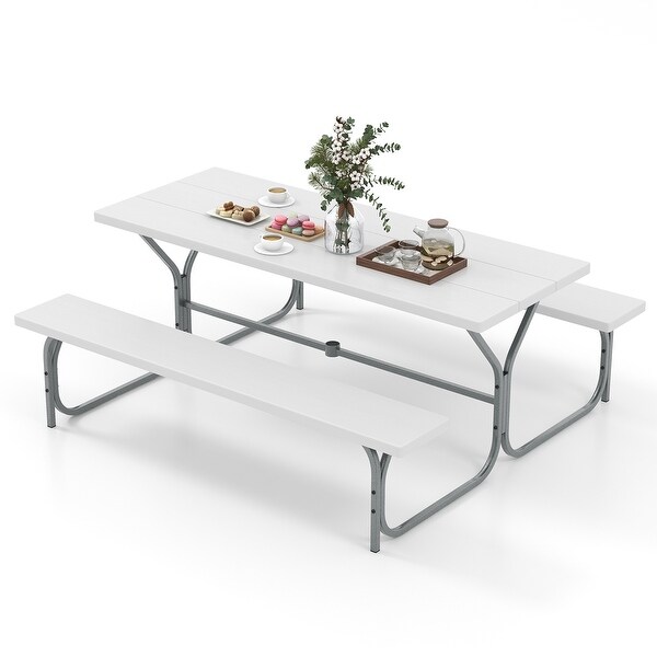 6 Feet Picnic Table Bench Set with HDPE Tabletop for 8 Person