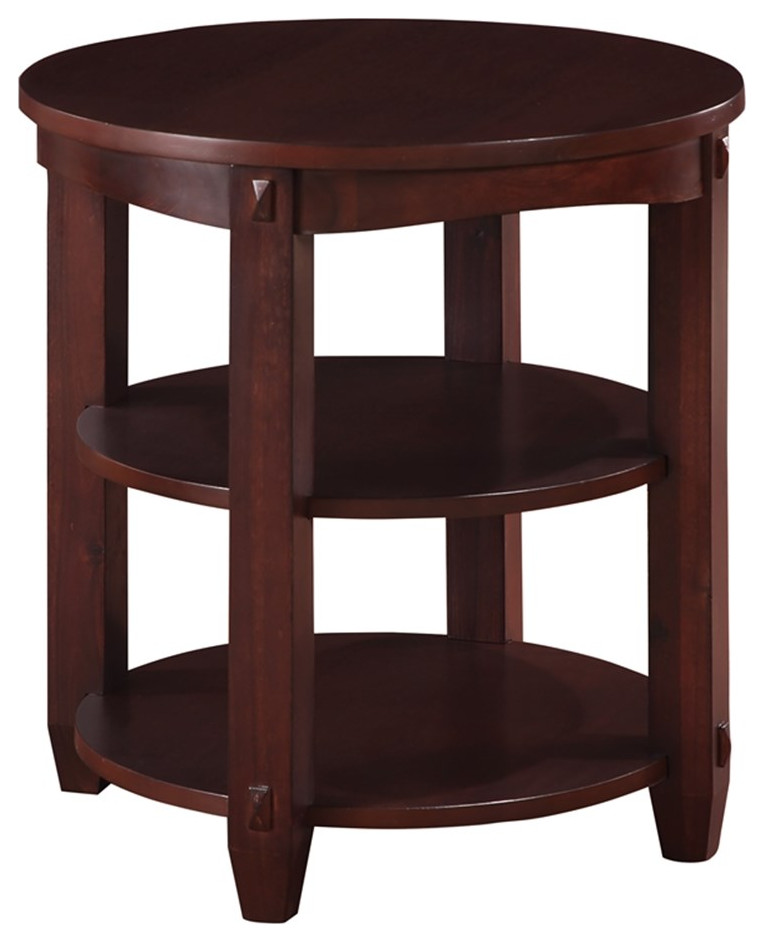 Lane 3 Shelf Round End Table in Espresso  Wood Finish   Transitional   Side Tables And End Tables   by Homesquare  Houzz