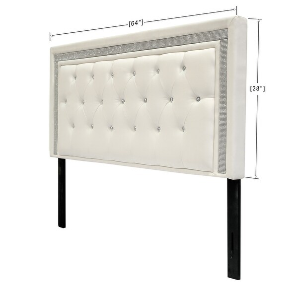 Best Master Furniture Upholstered Rhinestone Leather Headboard - - 18826033