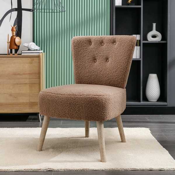 Kata Tufted Back Fabric Farmhouse Slipper Chair With Black Metal Legs