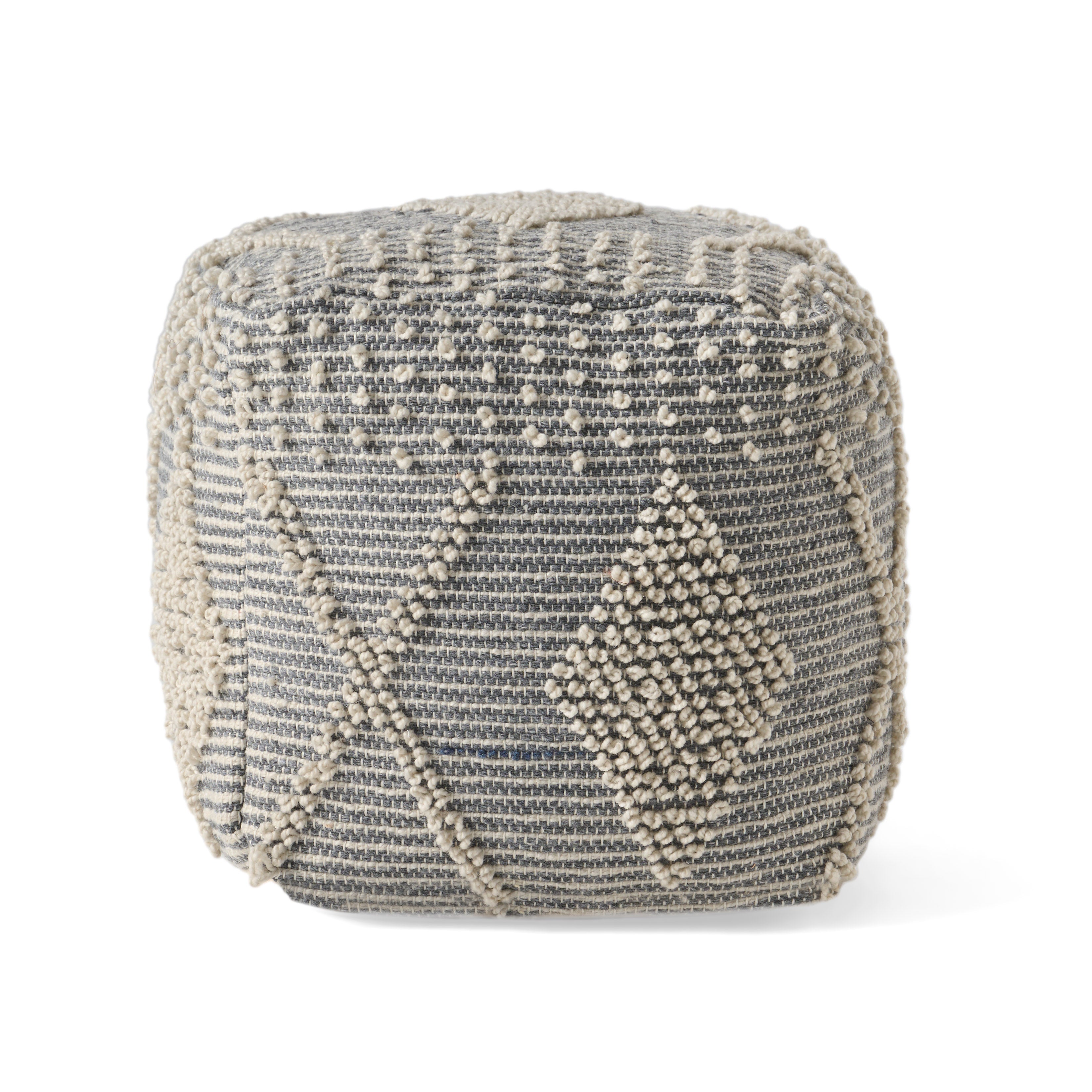 Dereka Contemporary Handcrafted Faux Yarn Pouf