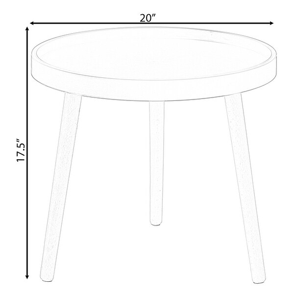 Modern Plastic Round Side Table Accent Coffee Table with Beech Wood Legs