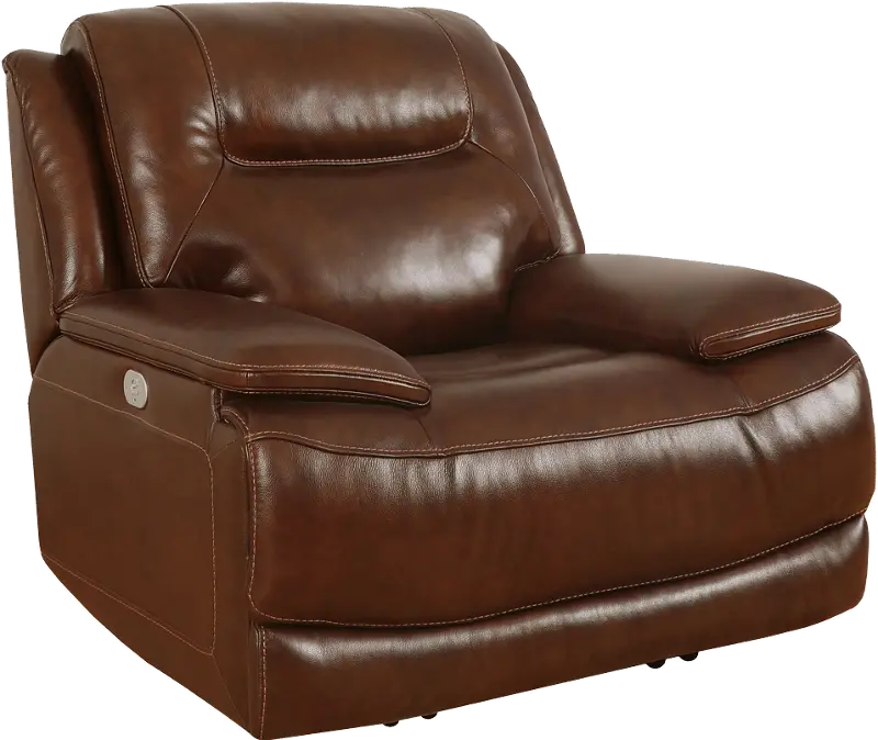 Colossus Brown Leather Power Recliner