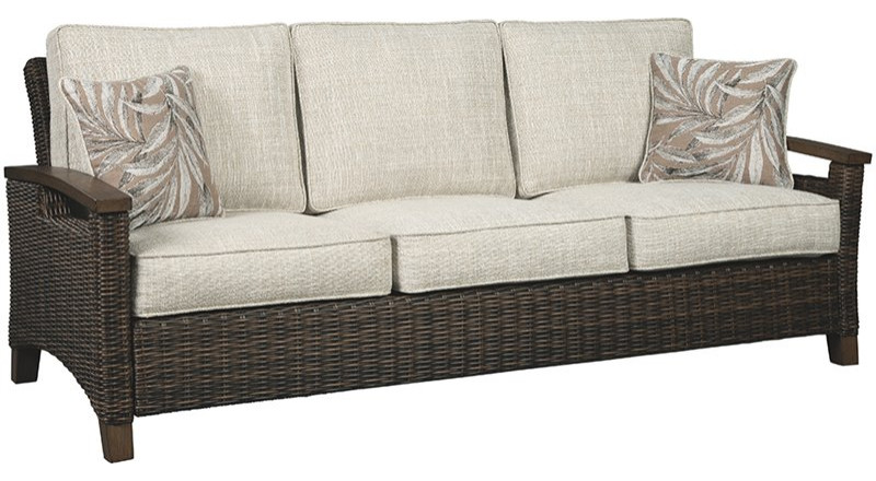 Ashley Furniture Paradise Trail Patio Sofa in Medium Brown   Tropical   Outdoor Sofas   by Homesquare  Houzz