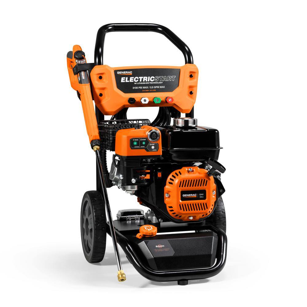 Generac 3100 PSI 2.5 GPM Electric-Start Gas Pressure Washer Kit with Attachments (49 StateCSA) 8895