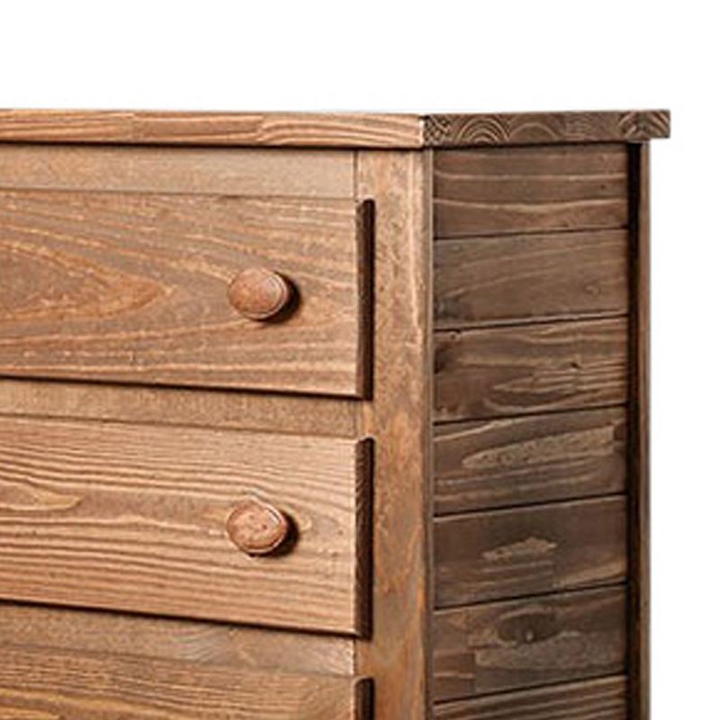 Wooden Rustic Style 6 Drawers Dresser In Mahogany Finish， Brown