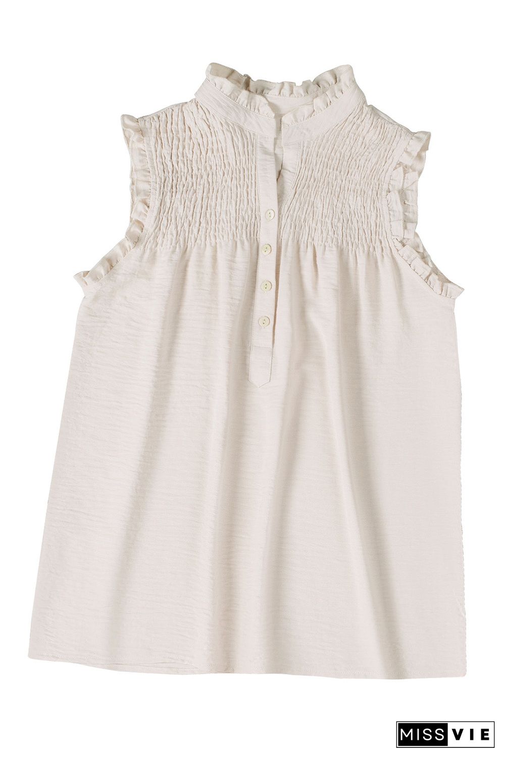 Apricot Frilled Tank Top with Buttons