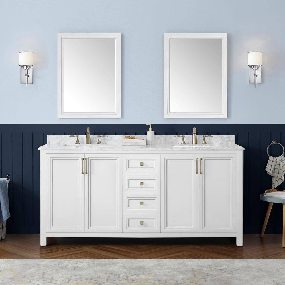 Home Decorators Collection Sandon 24.00 in. W x 32.00 in. H Framed Rectangular Bathroom Vanity Mirror in White Sandon SMR-W