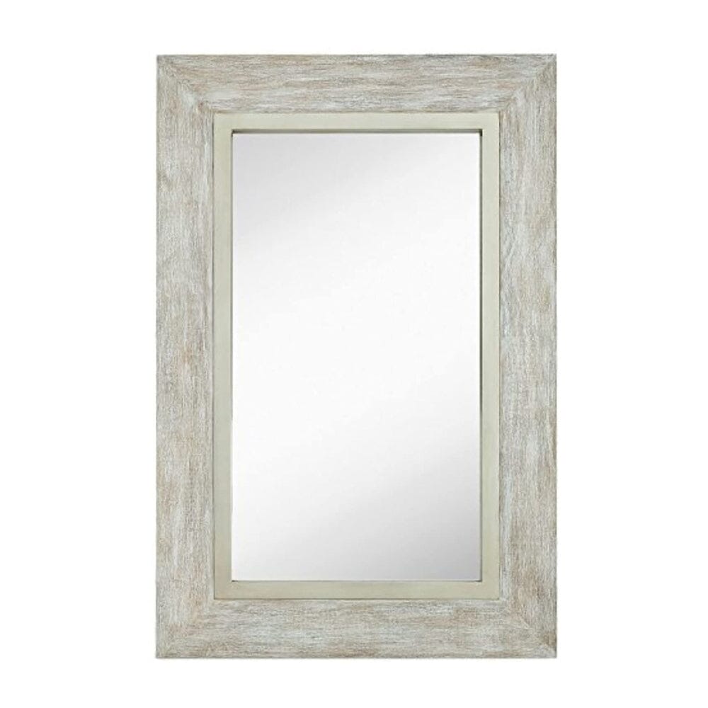 Large White Washed Framed Mirror (24