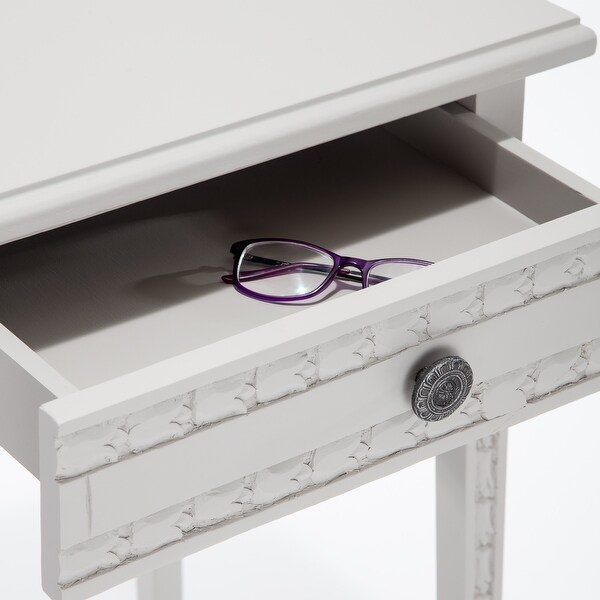 Adore Decor Jules End Table Nightstand with Drawer， Light Gray