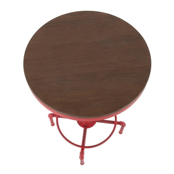 43” Brown Bamboo and Antique Red Metal Hydra Industrial Bar Table