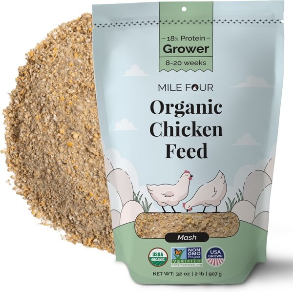 Mile Four 18% Organic Mash Grower Chicken and Duck Feed