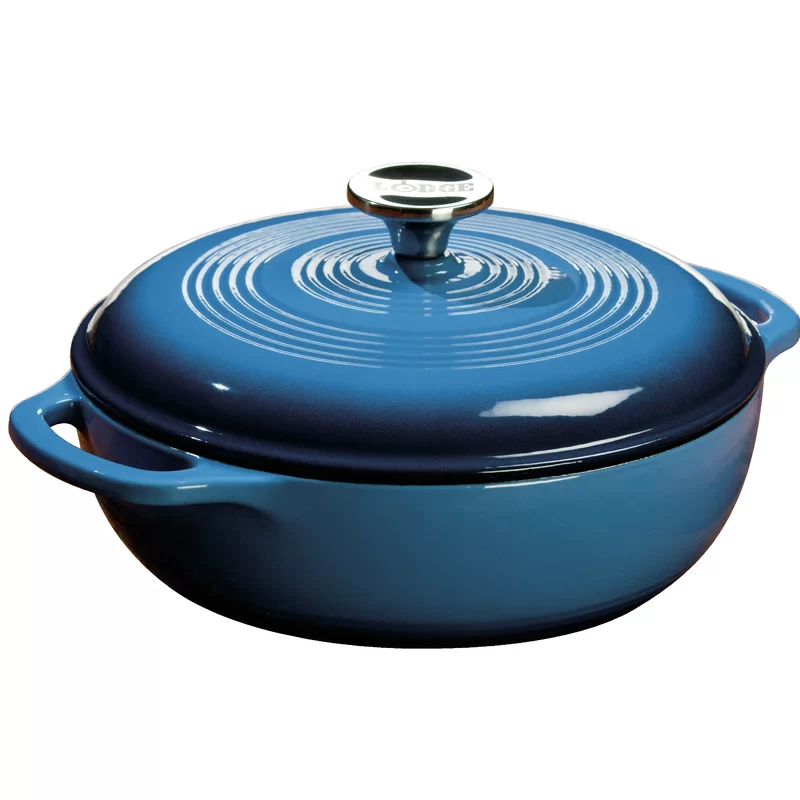 Lodge EC4D33 Enameled Cast Iron Dutch Oven， 4.5-Quart， Caribbean Blue