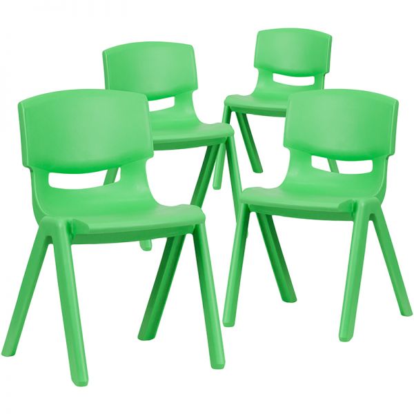 Whitney 4 Pack Green Plastic Stackable School Chair with 13.25'' Seat Height