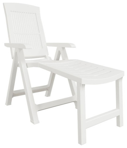 vidaXL Sun Lounger Outdoor Patio Furniture Folding Lounge Chair White Plastic   Outdoor Lounge Chairs   by vidaXL LLC  Houzz