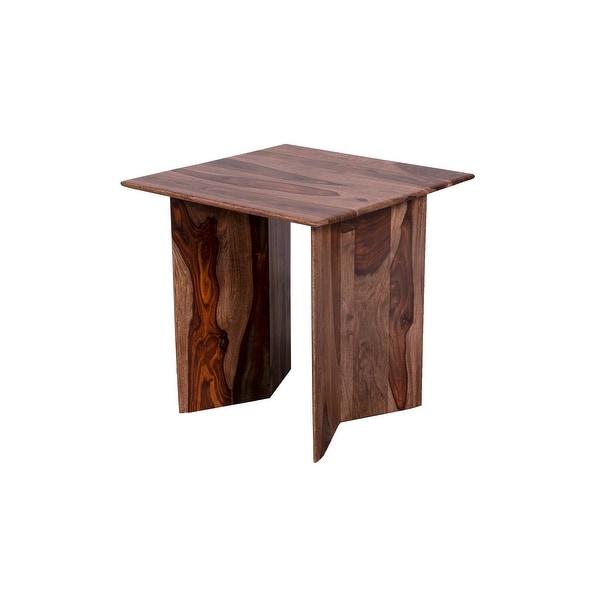 Porter Designs Cambria Transitional Solid Sheesham Wood End Table， Brown