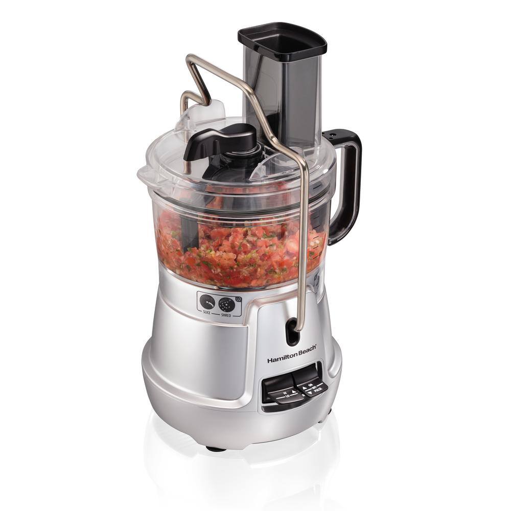 Hamilton Beach Stack  Snap 8-Cup 3-Speed Silver Food Processor with Built-in Bowl Scraper 70820