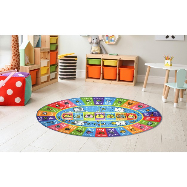 Kc Cubs Boy amp Girl Kids Abc Alphabet Seasons Months amp Days Educational Learning amp Fun Play Nursery Bedroom Classroom Oval Rug Carpet