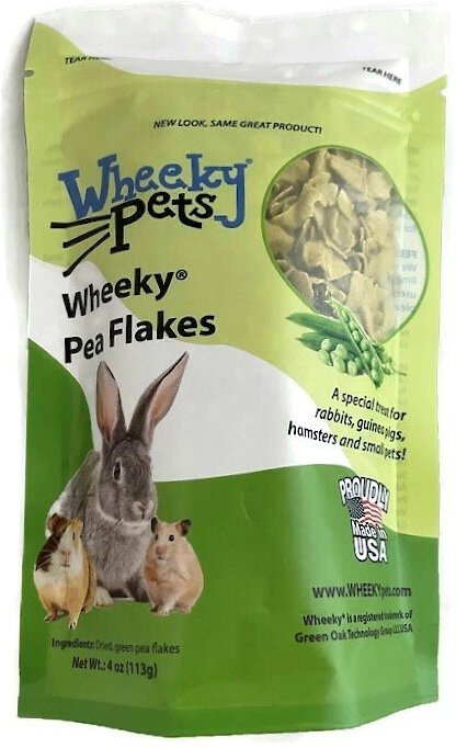 Wheeky Pets Pea Flakes Small Pets Treat， 4-oz bag