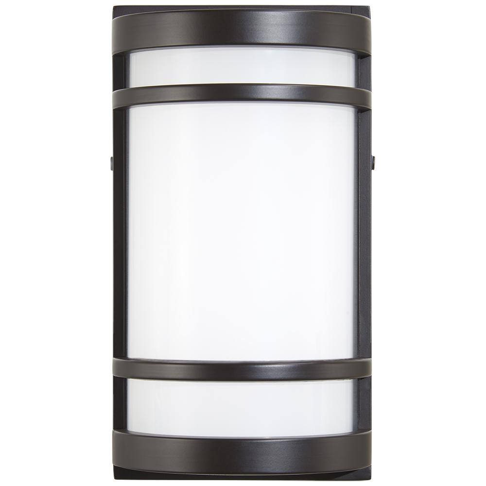 Home Decorators Collection 1-Light Oil Rubbed Bronze LED Outdoor Wall Mount Lantern with White Glass 29800