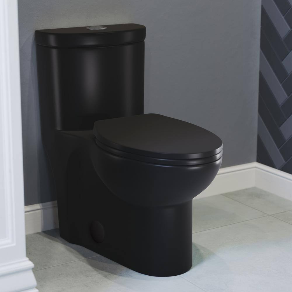 Swiss Madison Sublime 1-piece 1.11.6 GPF Dual Flush Elongated Toilet in Matte Black Seat Included SM-1T205MB