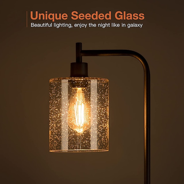 LED Floor Lamp with Suspended Bubble Glass Shade and Unique LED Bulbs Suitable for Bedroom and Living Room Modern Vertical Industrial Lamp High Pole Lamp Suitable for Office