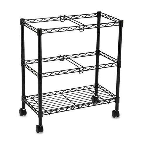 Safco Two-Tier Rolling File Cart， Metal， 3 Bins， 25.75