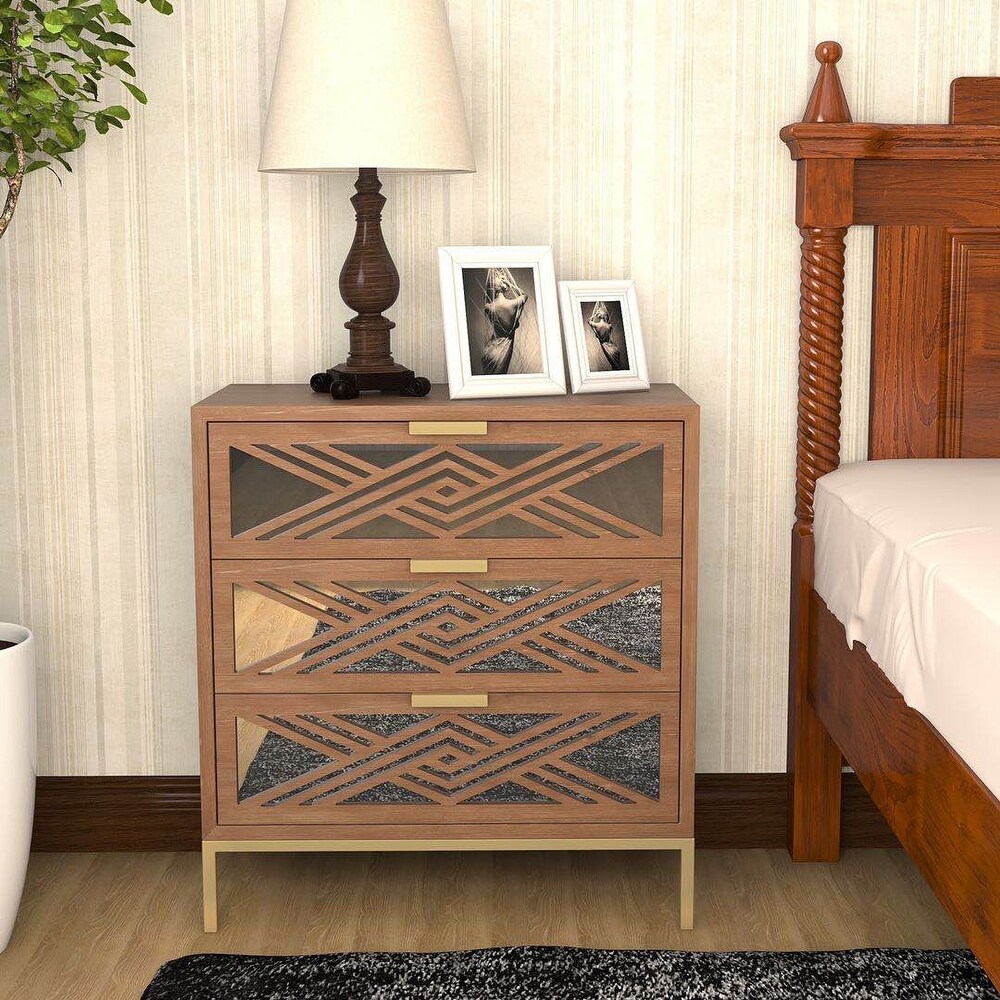 COZAYH 3 Drawer Mirror Fronts Nightstands