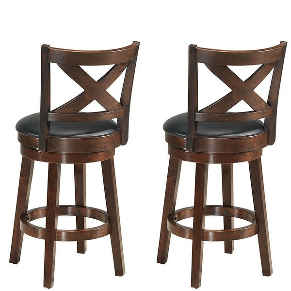 Costway Set of 2 Bar Stools 24'' Height Wooden Swivel Backed Dining - 18''x20.5''x39''(WxDxH)