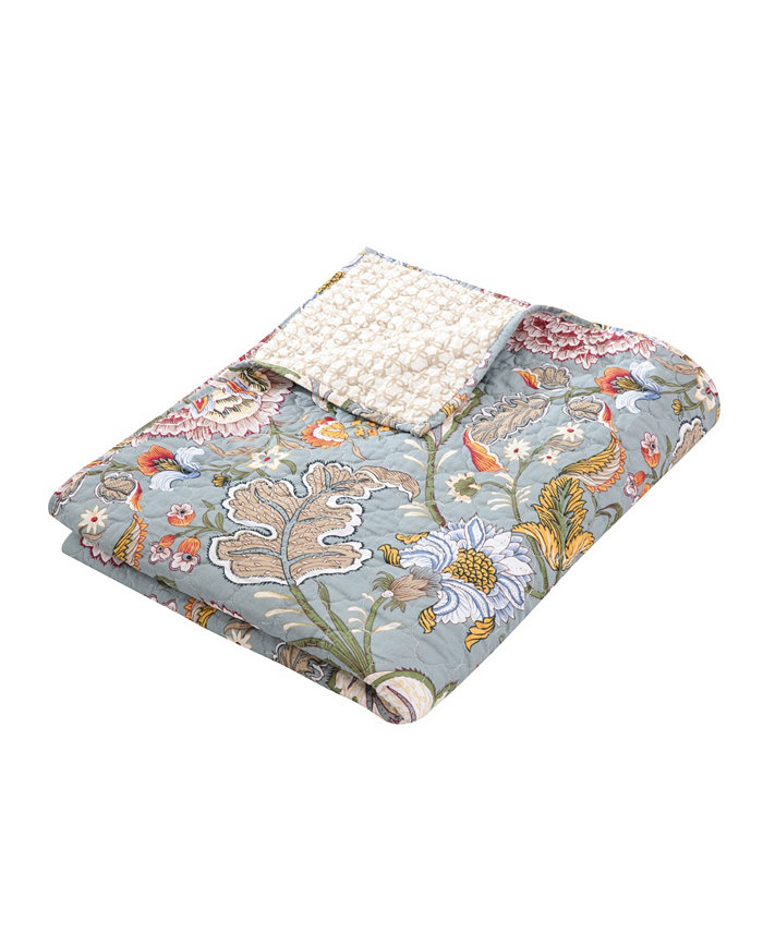 Levtex Angelica Spring Jacobean Floral Quilted Throw， 50 x 60