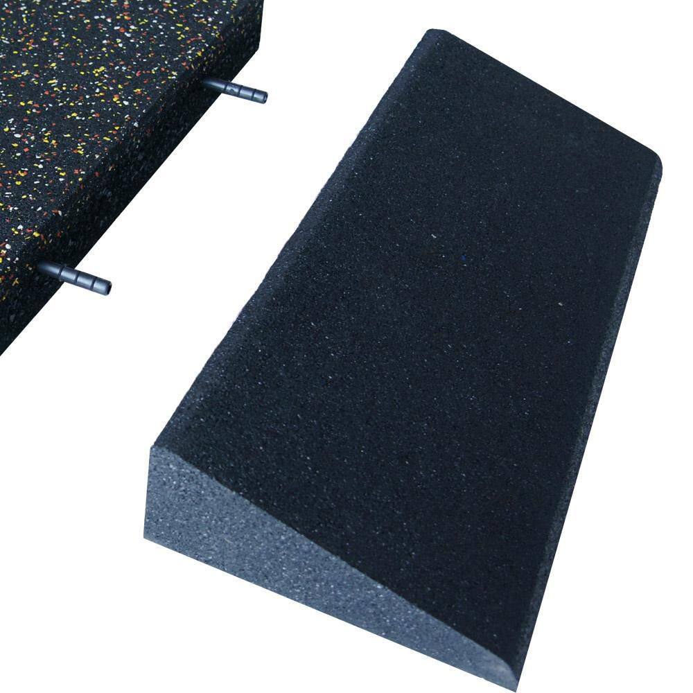 Rubber-Cal Eco-Safety 3 in. T x 6 in. W x 19.5 in. L Coal Commercial Interlocking Rubber Flooring Ramp (1-Pack) 04-129-CO-1pk