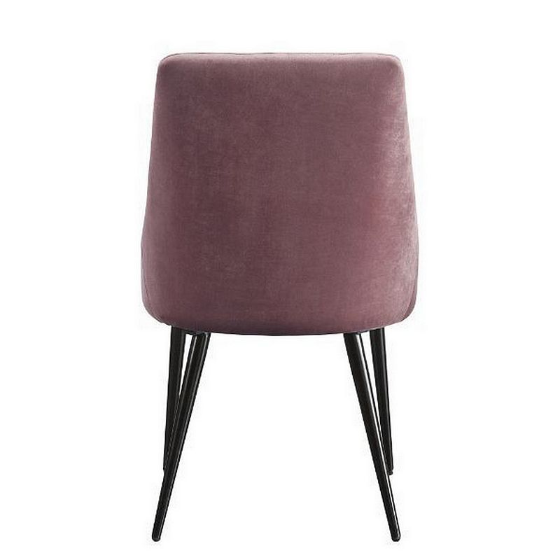 23 Inch Modern Side Chair， Fabric， Vertical Tufted， Peg Leg， Set of 2， Pink